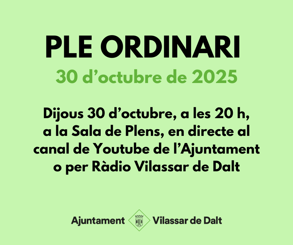 Ple ordinari del mes d'octubre 2025