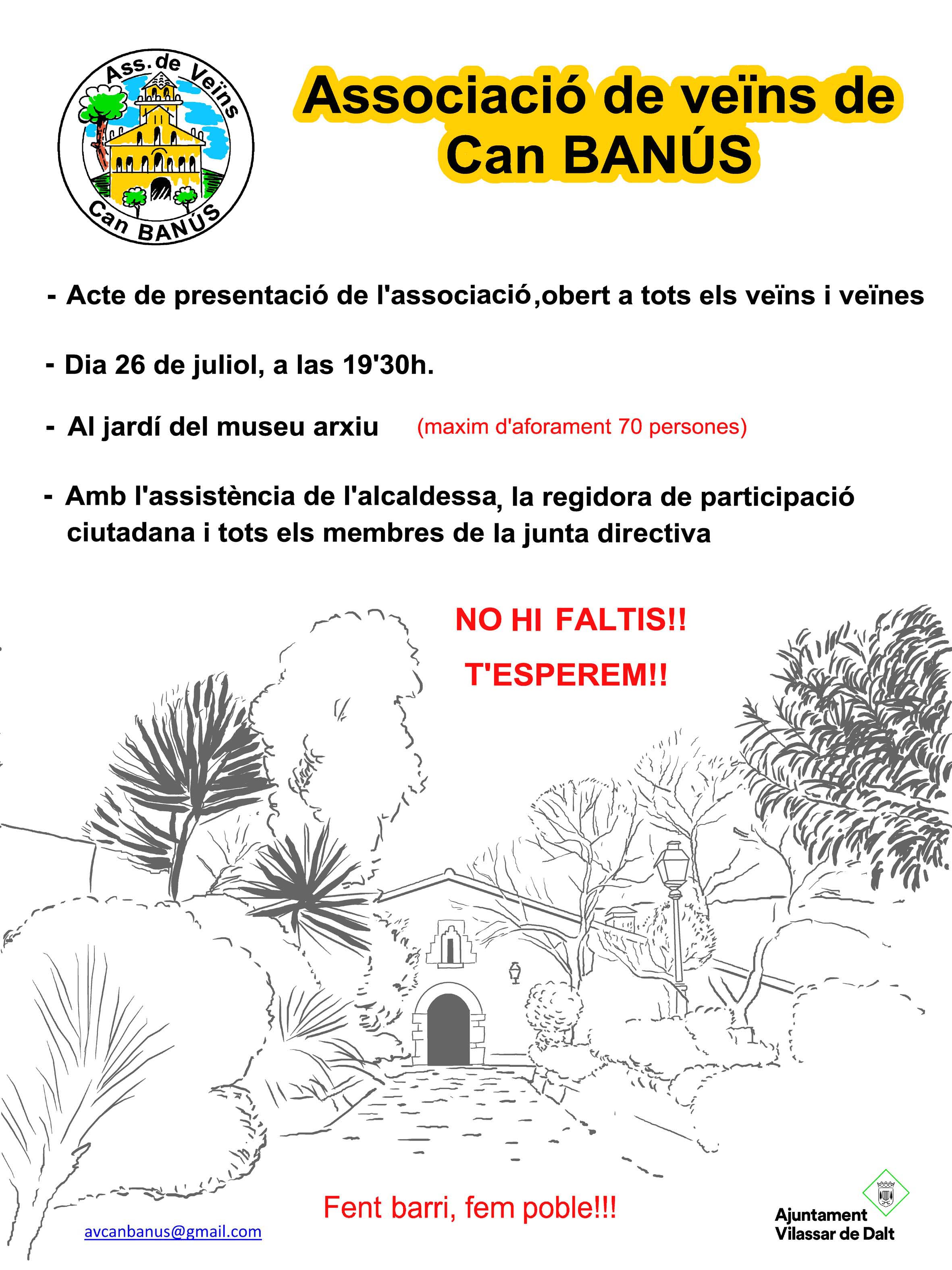 Presentaci&oacute; de l'Associaci&oacute; de veïns de can Ban&uacute;s
