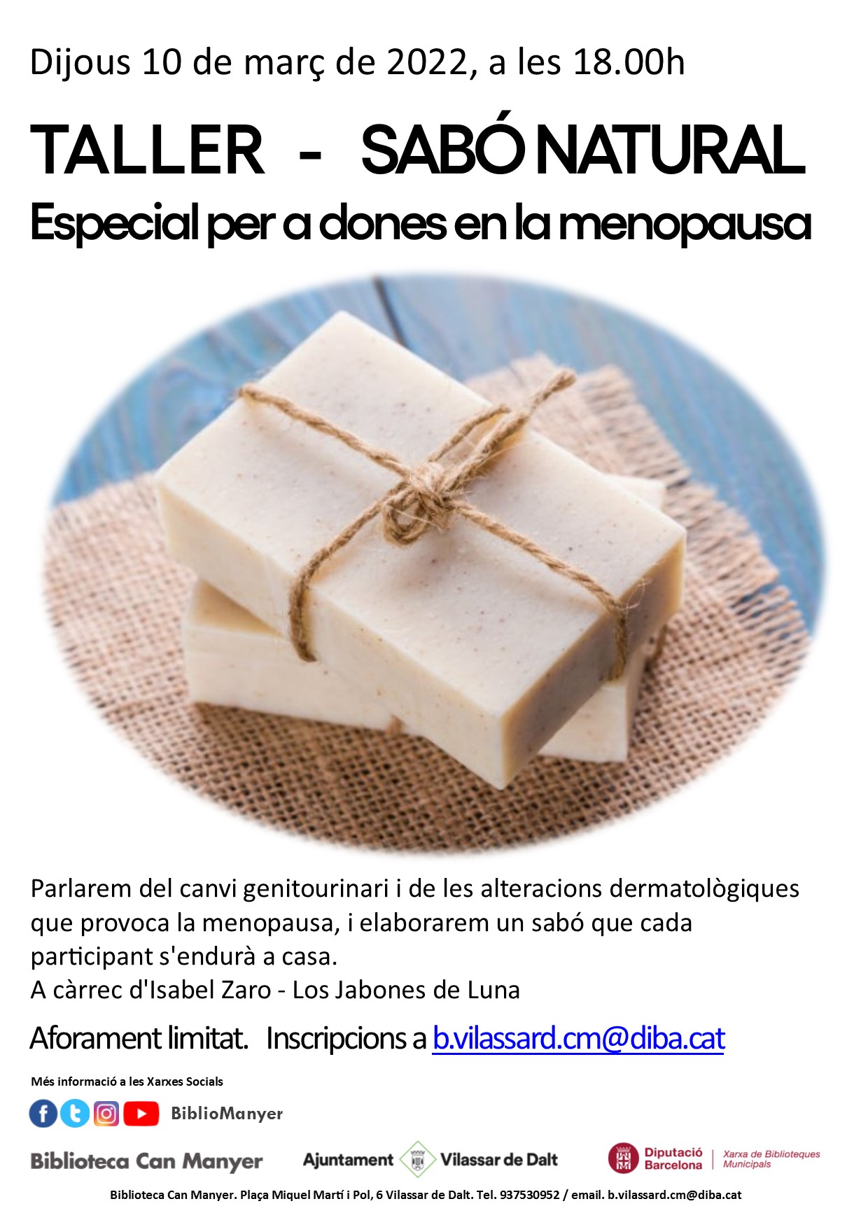 Taller: Sab&oacute; natural, especial per a dones en la menopausa