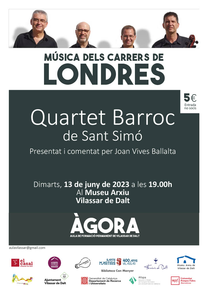 &Agrave;gora Vilassar: M&uacute;sica dels carrers de Londres en el temps de Händel