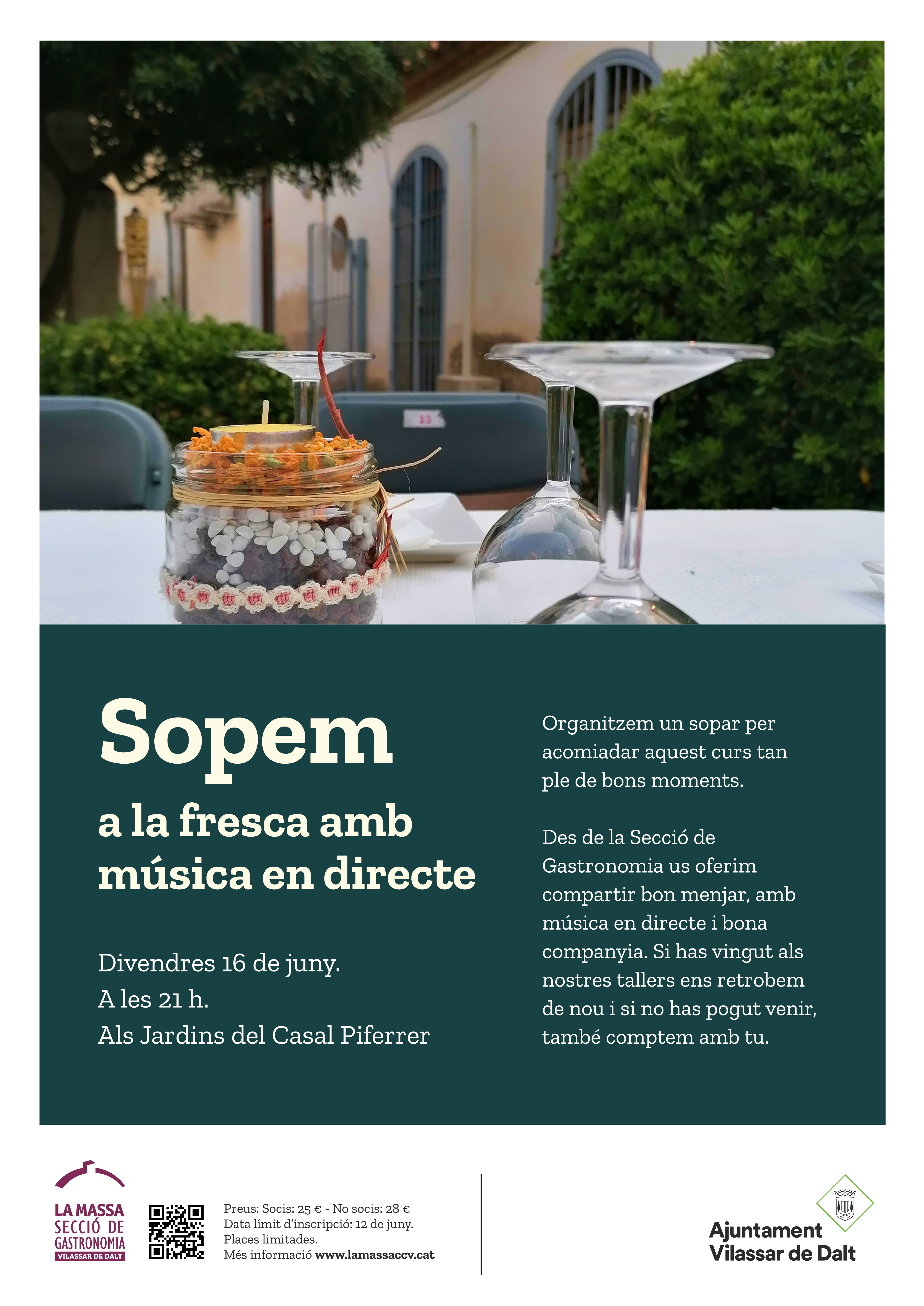 Sopar a la fresca amb m&uacute;sica en directe