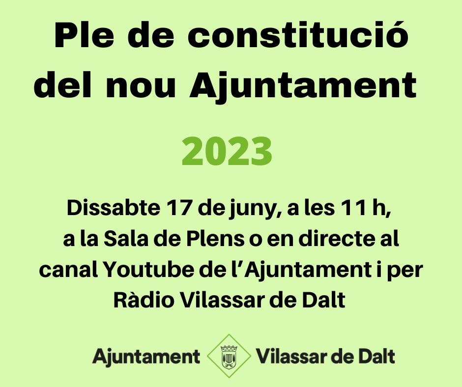 Ple de constituci&oacute; del nou Ajuntament