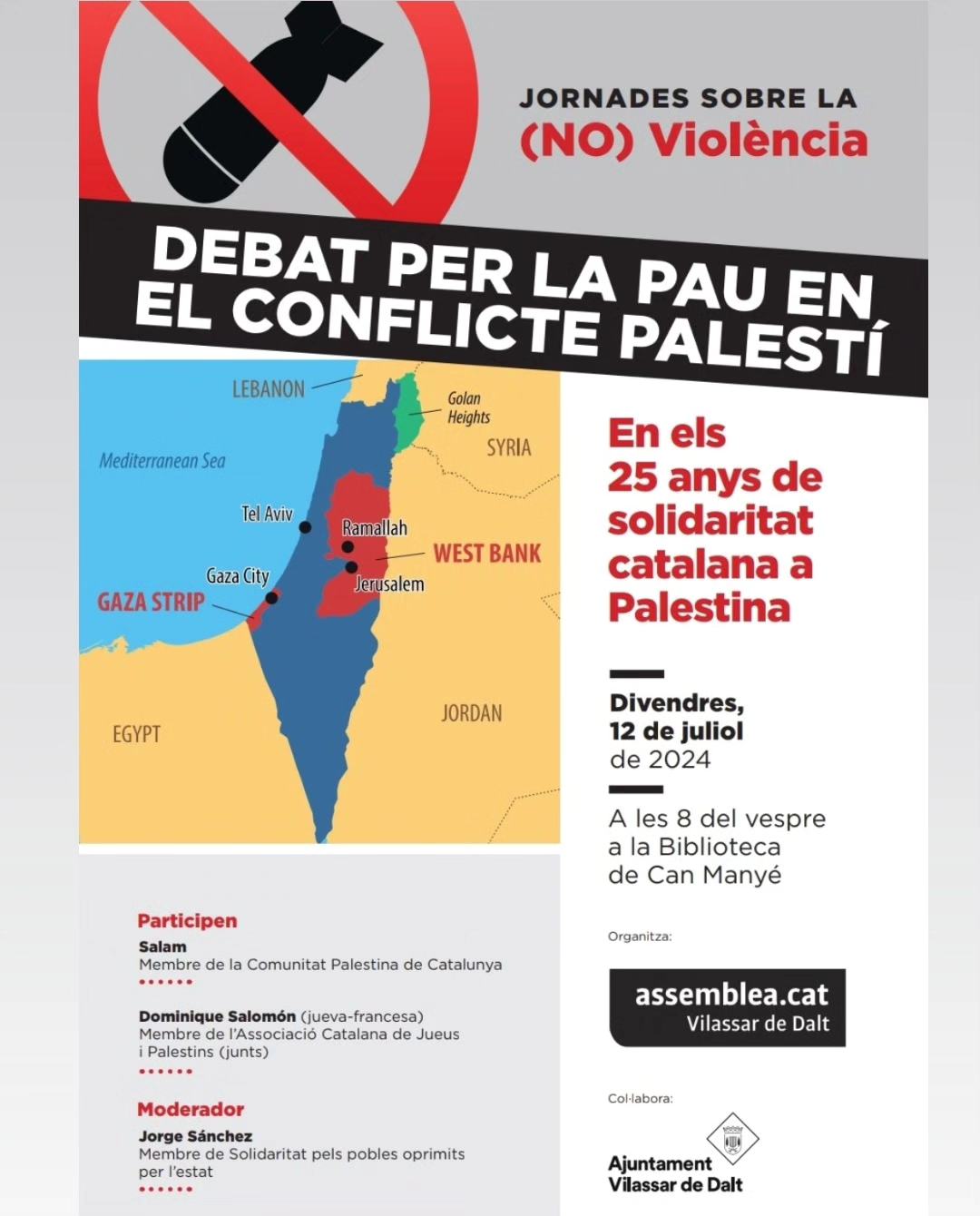 Jornades sobre la no viol&egrave;ncia. Debat per la pau en el conflicte palest&iacute;