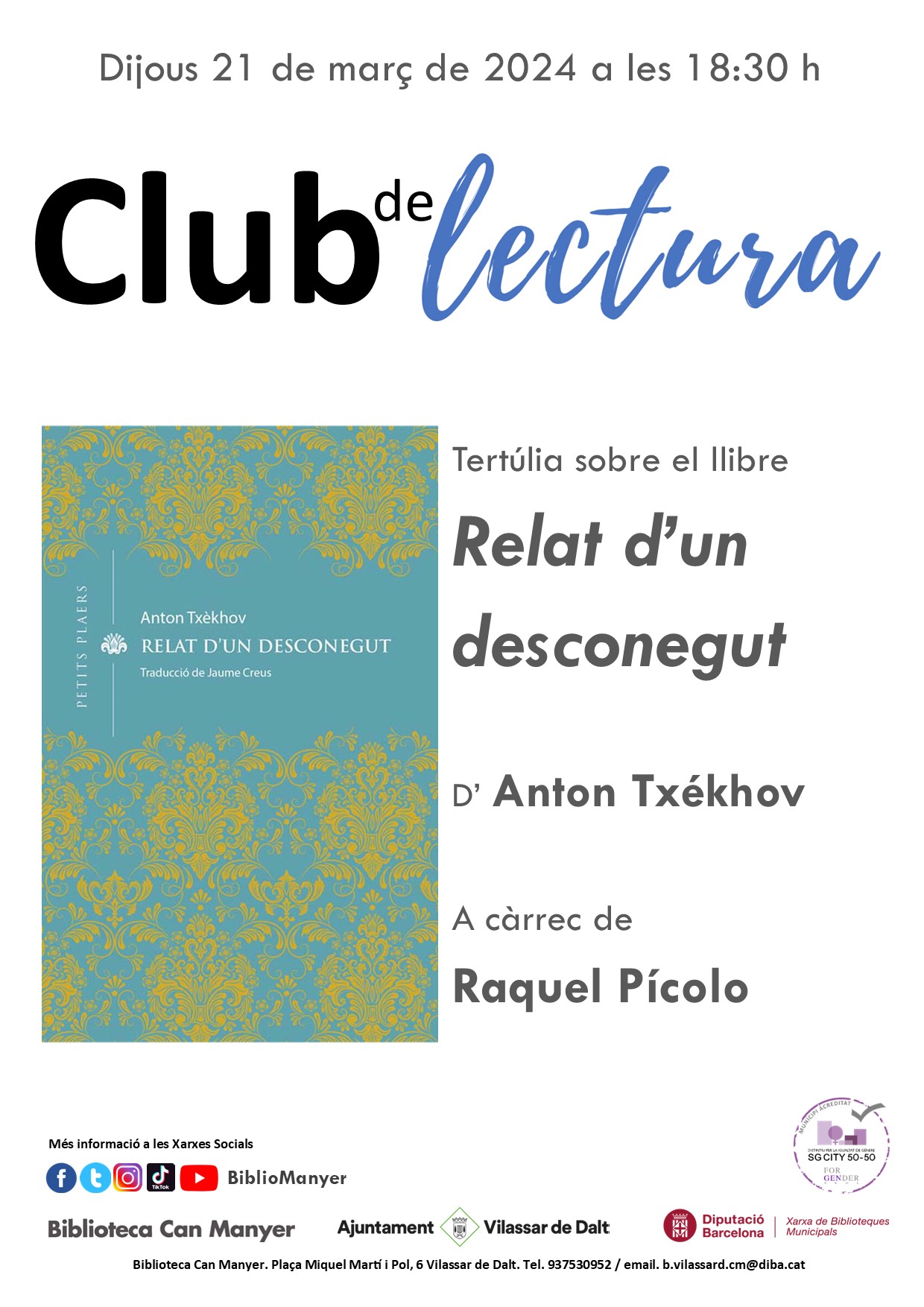 Club de lectura 'Relat d'un desconegut'