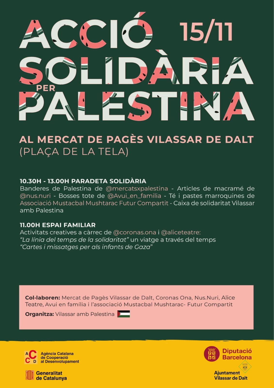Acci&oacute; solid&agrave;ria amb Palestina al Mercat de pag&egrave;s