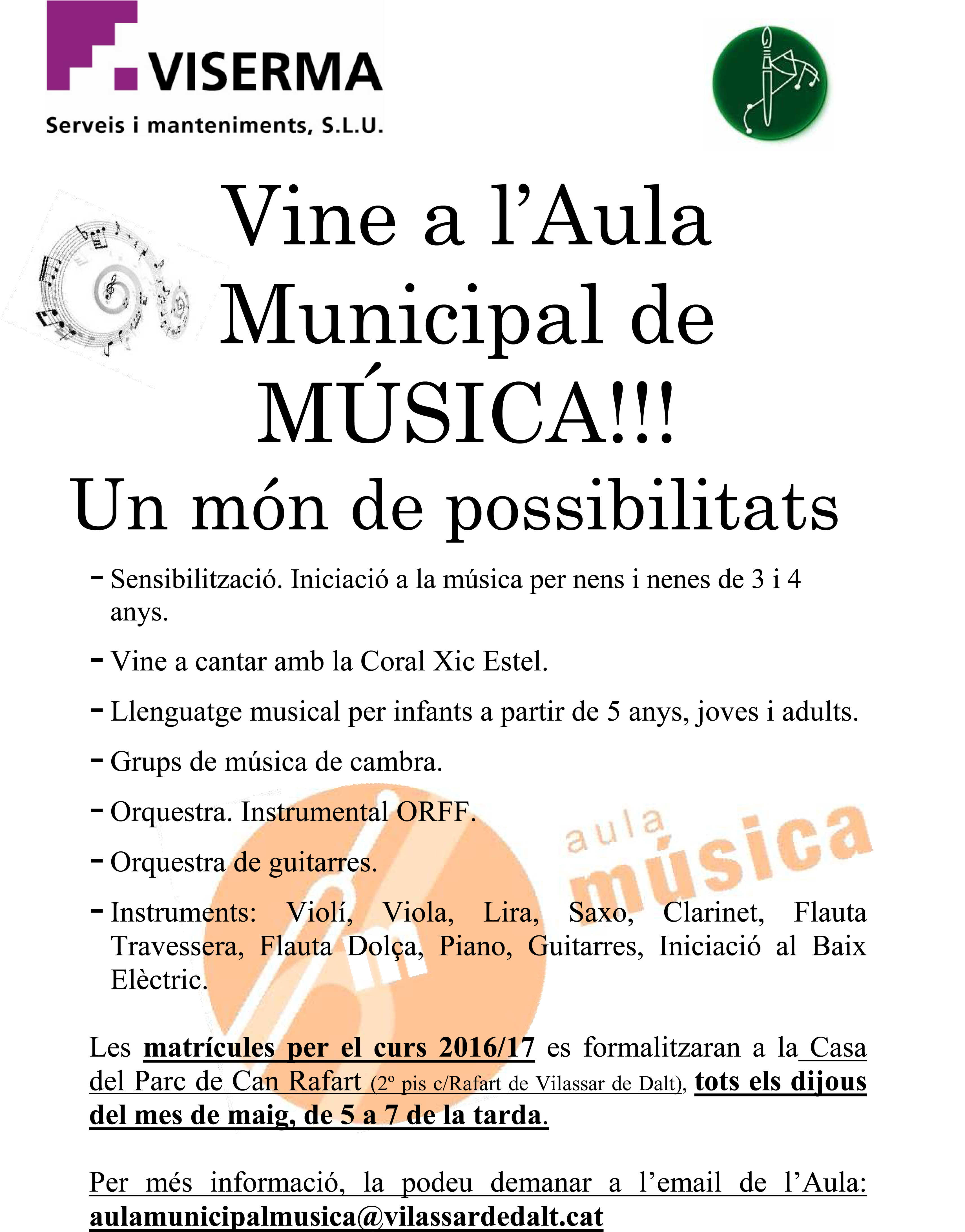 cartell inscripcions aula música